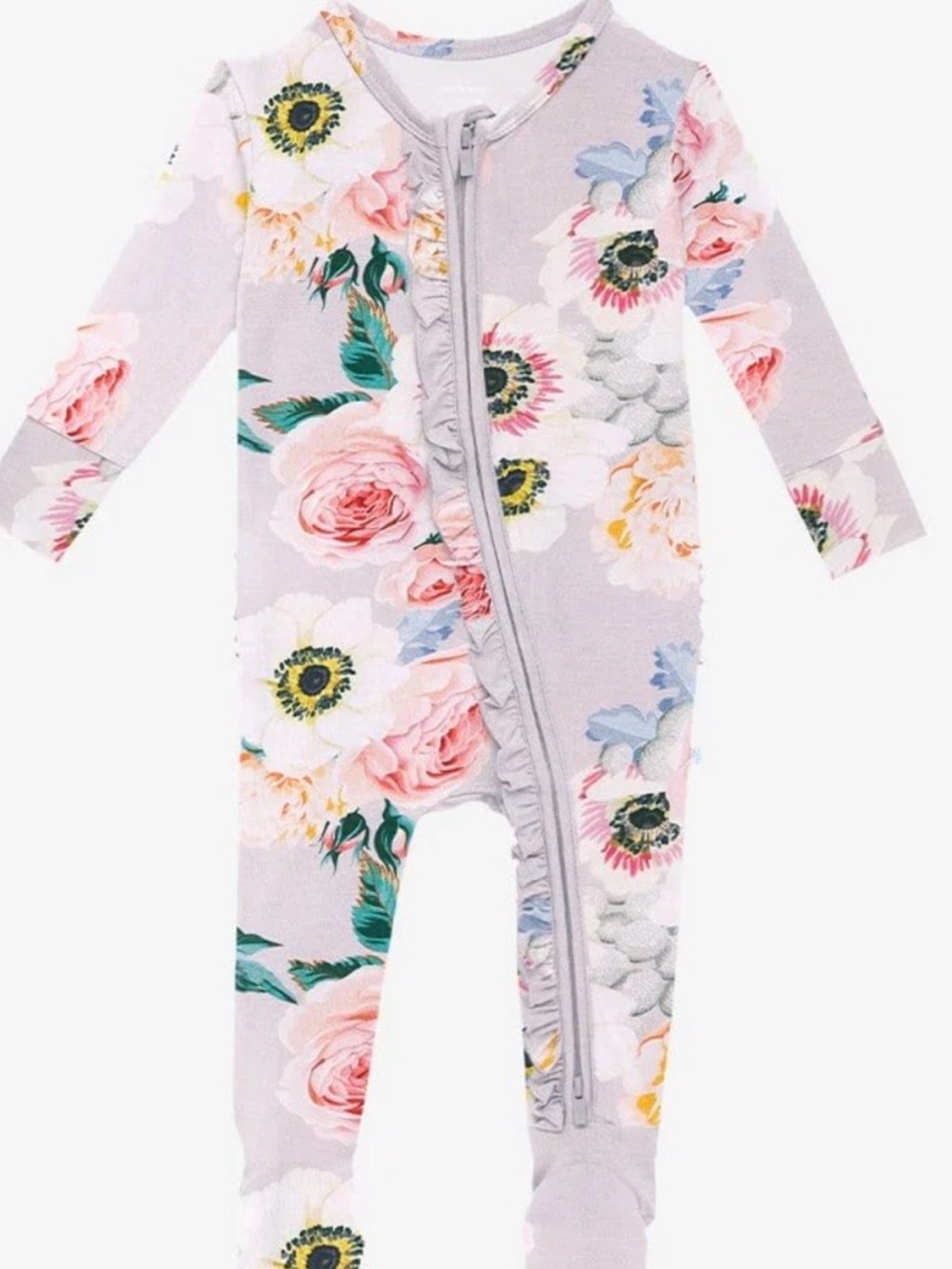 Footie Ruffled Zippered One Piece in French Gray Size 12-18 mos